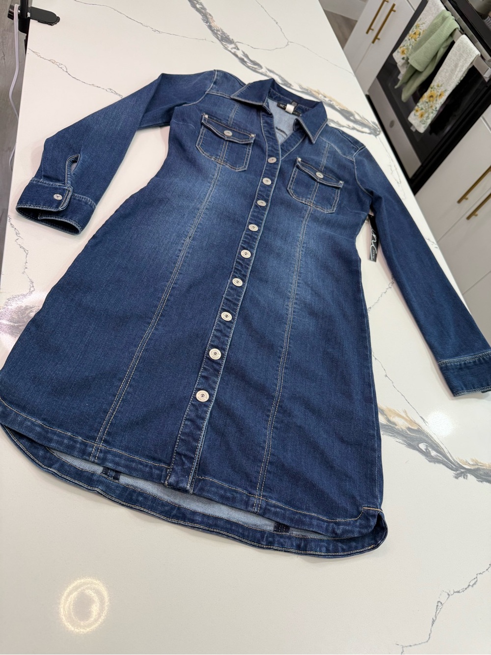 I.N.C. Denim Dress Long Sleeve Button-Up - Size 4 NWT